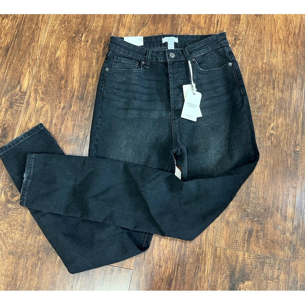 Forever 21 Womens High Rise Skinny Black Stretch Denim Jeans Size 29 5-Pocket - Picture 2 of 5